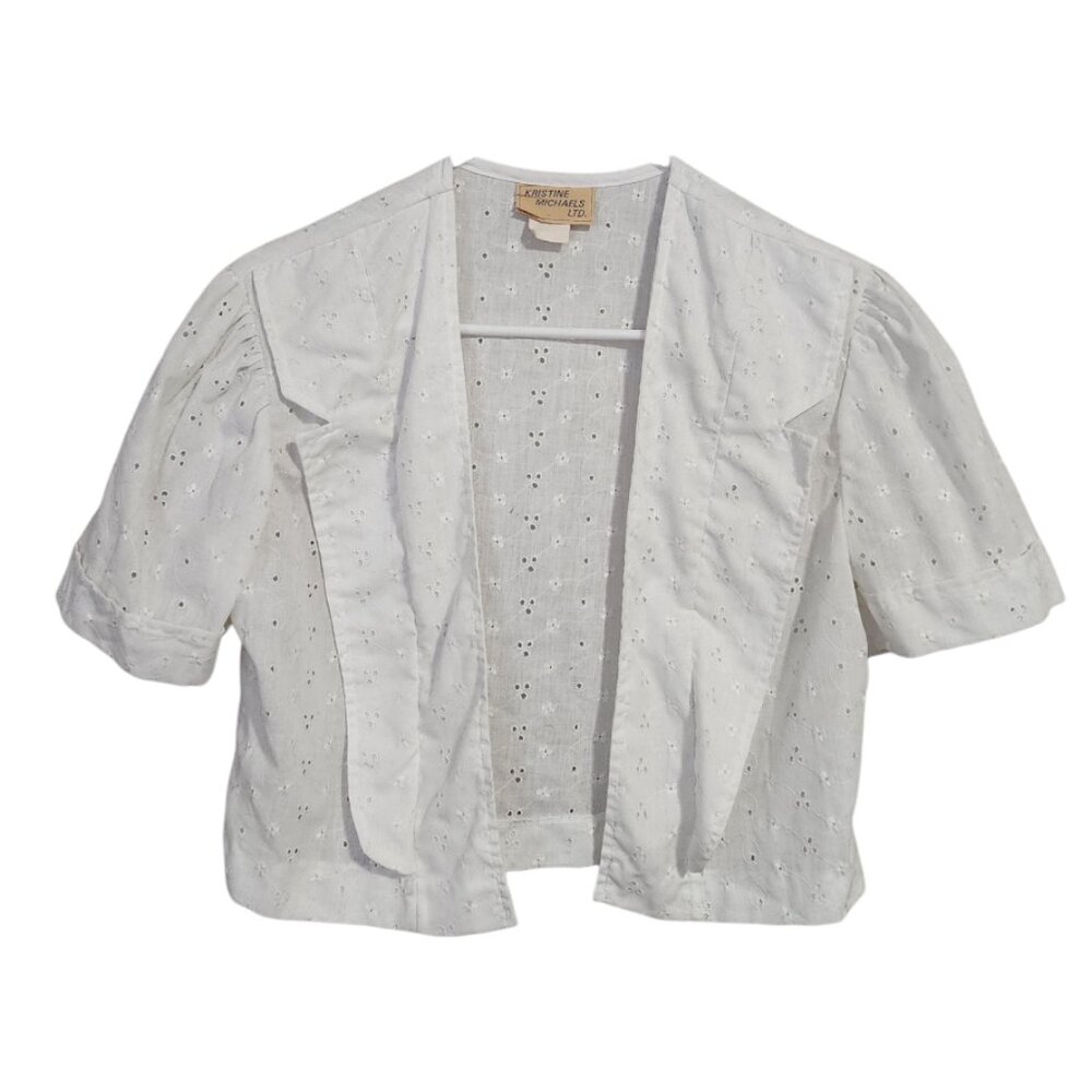 KRISTINE MICHAELS VINTAGE eyelet crop‎ top in white